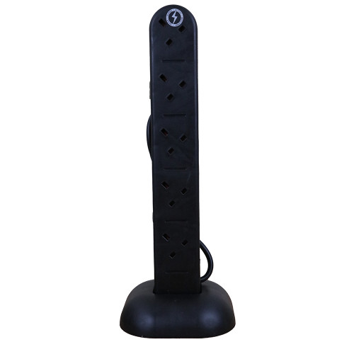 10 Gang UK 13A Surge Protected Tower Extension 2m Black