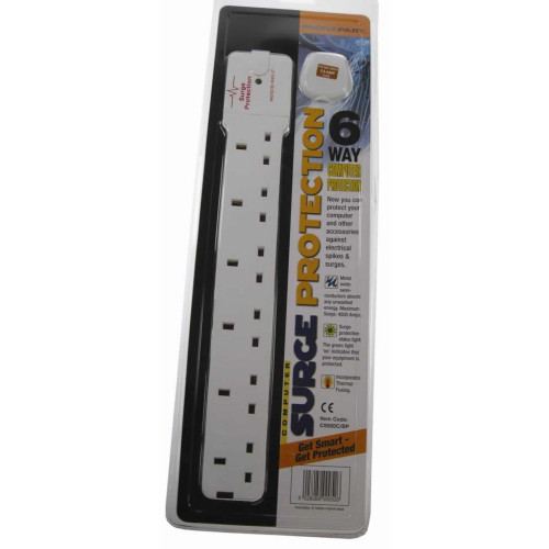 CMW Ltd | 6 Gang 13A Surge Protected Power Extension Lead Strip 2m White