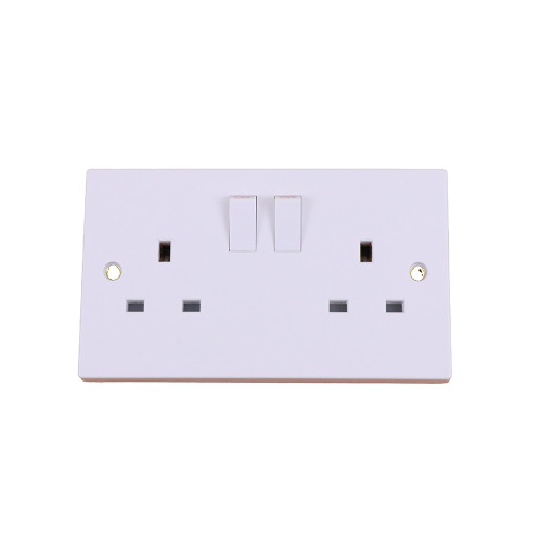 Double Gang Twin 13amp DP Switched Socket White