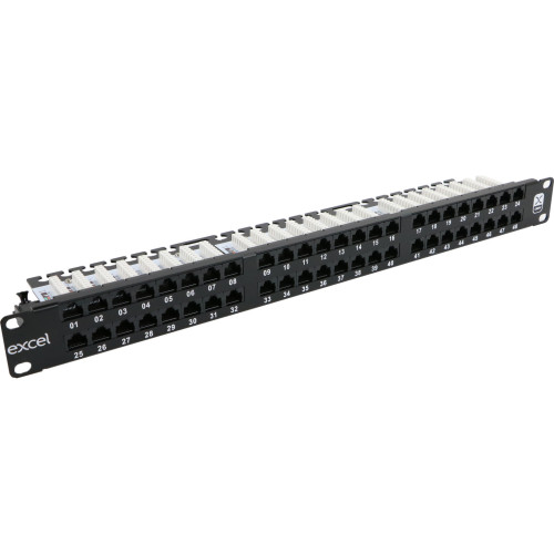 CMW Ltd, Structured Cabling Copper Patch Panel | Excel 1U 48 Port Cat 5e Patch Panel R/A
