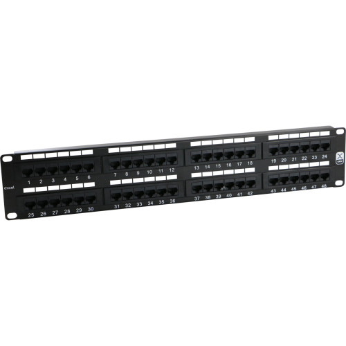 CMW Ltd, Structured Cabling Copper Patch Panel | EXCEL C5E 2U 48 PORT UTP PATCH PANEL BLACK