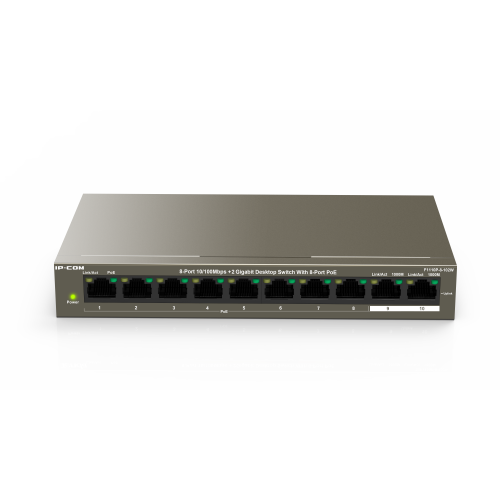 IP-Com F1110P-8-102W | IP Com 8 Port 10/100 PoE+ (99w) Desktop Switch C/W 2 x Gigabit Ports