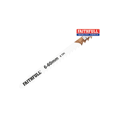 Faithfull 6-60mm 6 TPI Wood Jigsaw Blades Pack of 5