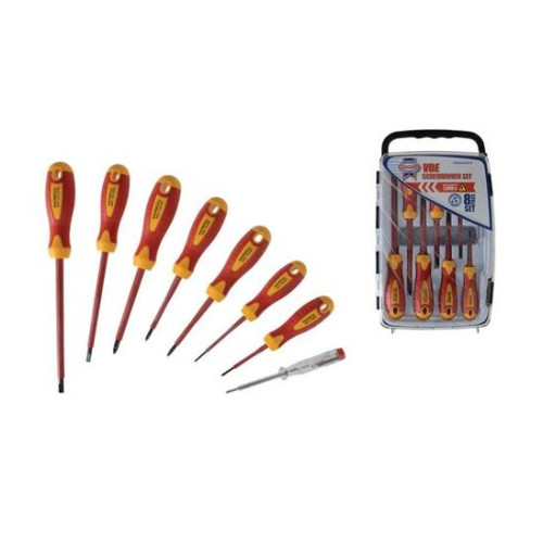 Faithfull FAISDVDESET8 | Soft Grip set of 8 VDE Screwdriver Set 