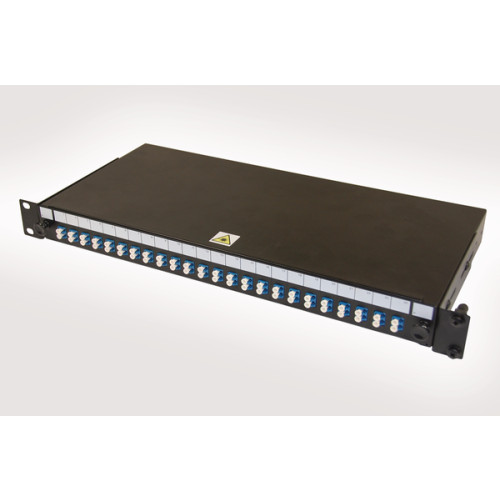 HellermannTyton FBPDBKL-LCSMDX-24VF1 LC Duplex 48 port 24 position sliding patch panel loaded with 24 LC duplex singlemode adaptors