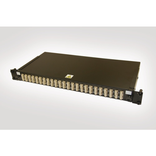 HellermannTyton FBPDBKL-SCMMDX-04VF1 SC Duplex 8 port 24 position sliding patch panel loaded with 4 SC duplex multimode adaptors