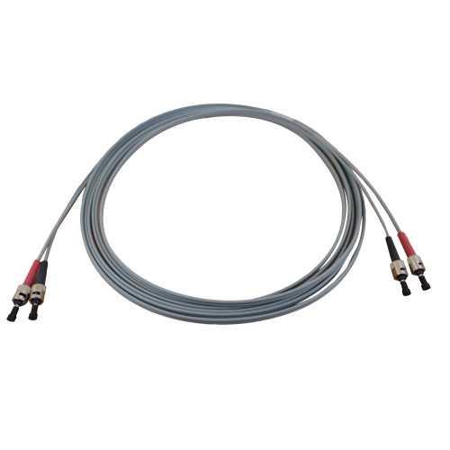 5m ST to ST Duplex OM1 Multimode Grey Fibre Optic Patch Cable with 3mm Jacket