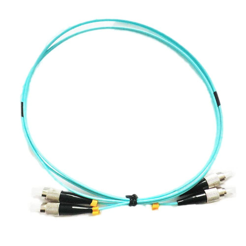 1m FC to FC Duplex OM3 Multimode Aqua Fibre Optic Patch Cable with 2mm Jacket