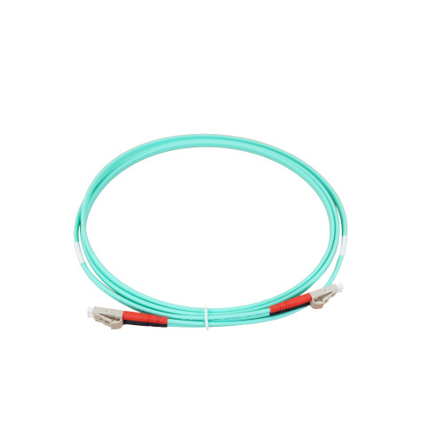 2m LC to LC Duplex OM3 Multimode Aqua Fibre Optic Patch Cable with 3mm Jacket
