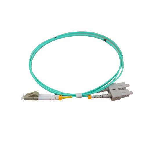 1m LC to SC Duplex OM3 Multimode Aqua Fibre Optic Patch Cable with 2mm Jacket