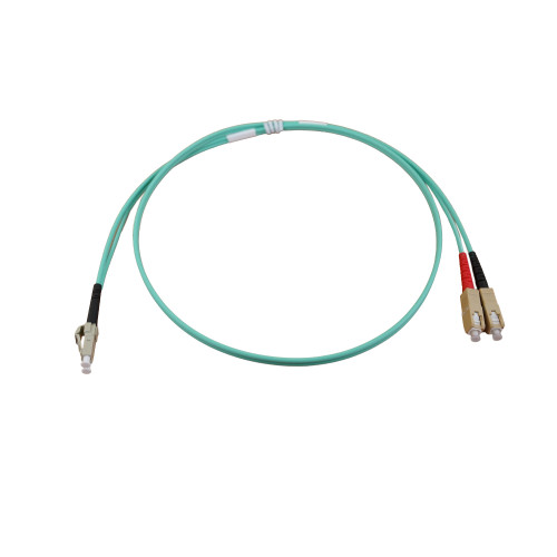 1m LC to SC Duplex OM3 Multimode Aqua Fibre Optic Patch Cable with 3mm Jacket