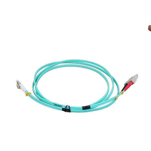 2m LC to SC Duplex OM3 Multimode Aqua Fibre Optic Patch Cable with 3mm Jacket
