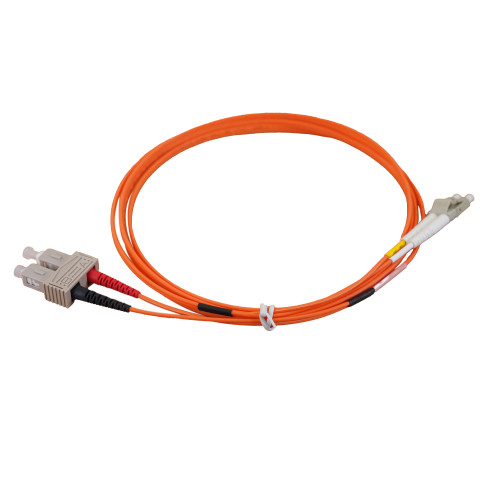 2m LC to SC Duplex OM3 Multimode Orange Fibre Optic Patch Cable with 2mm Jacket
