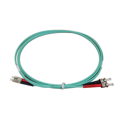 2m LC to ST Duplex OM3 Multimode Aqua Fibre Optic Patch Cable with 3mm Jacket