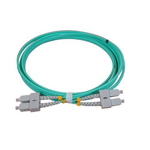 3m SC to SC Duplex OM3 Multimode Aqua Fibre Optic Patch Cable with 3mm Jacket
