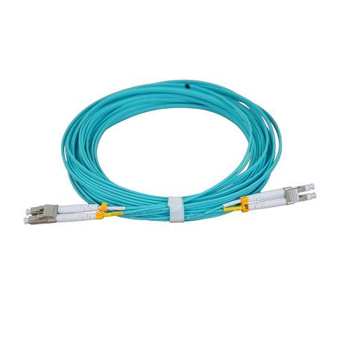 10m LC to LC Duplex OM4 Multimode Aqua Fibre Optic Patch Cable with 2mm Jacket