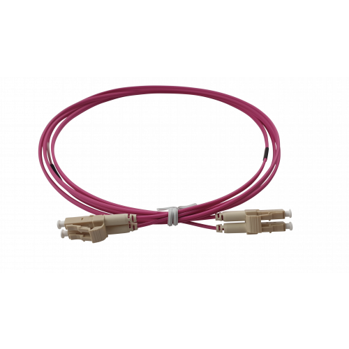 15m LC to LC Duplex OM4 Multimode Erika Violet Fibre Optic Patch Cable with 3mm Jacket