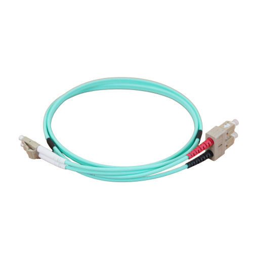 1m LC to SC Duplex OM4 Multimode Aqua Fibre Optic Patch Cable with 3mm Jacket