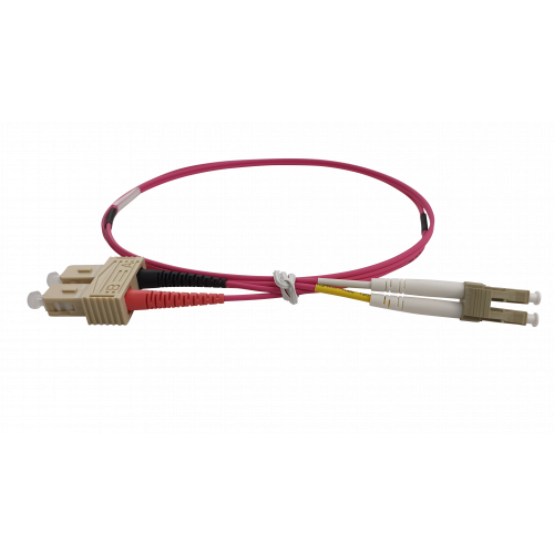2m LC to SC Duplex OM4 Multimode Erika Violet Fibre Optic Patch Cable with 3mm Jacket