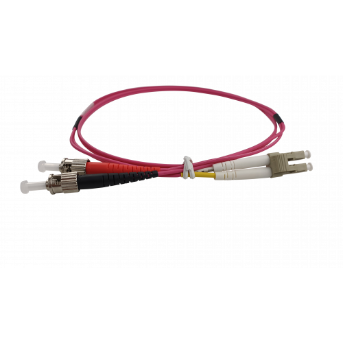 30m LC to ST Duplex OM4 Multimode Erika Violet Fibre Optic Patch Cable with 3mm Jacket