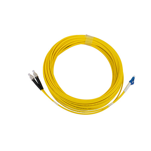 15m FC to LC Duplex OS2 Singlemode Yellow Fibre Optic Patch Cable with 3mm Jacket