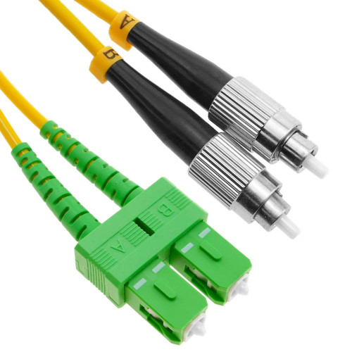 25m FC to SC APC Duplex OS2 Singlemode Yellow Fibre Optic Patch Cable with 3mm Jacket