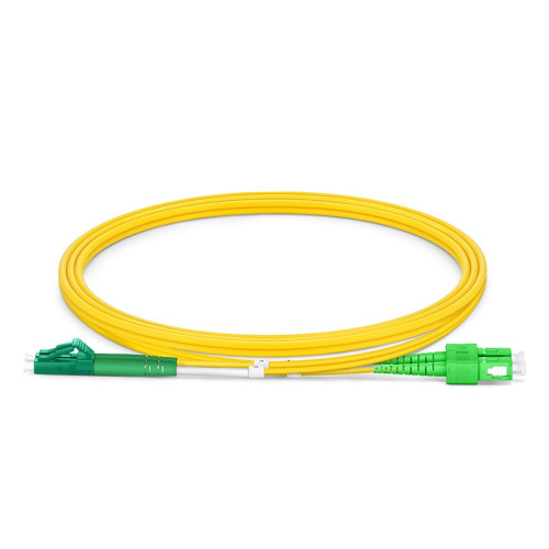 2m LC APC to SC APC Duplex OS2 Singlemode Yellow Fibre Optic Patch Cable with 2mm Jacket