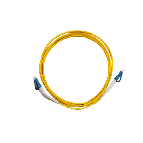 2m LC to LC Duplex OS2 Singlemode Yellow Fibre Optic Patch Cable with 2mm Jacket and 45 Degree Boot on One End
