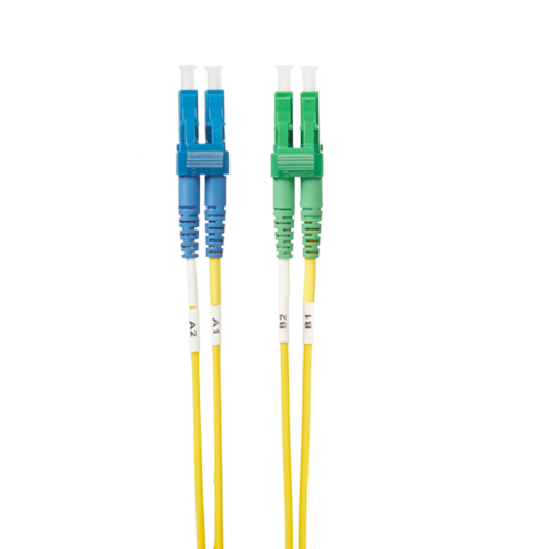 2m LC to LC APC Duplex OS2 Singlemode Yellow Fibre Optic Patch Cable with 3mm Jacket