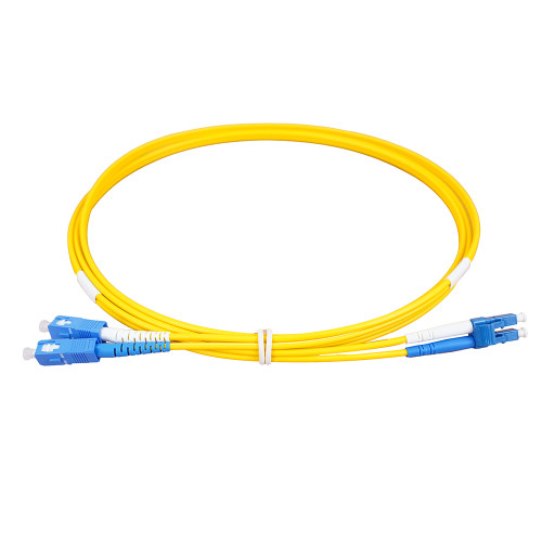 2m LC to SC Duplex OS2 Singlemode Yellow Fibre Optic Patch Cable with 3mm Jacket