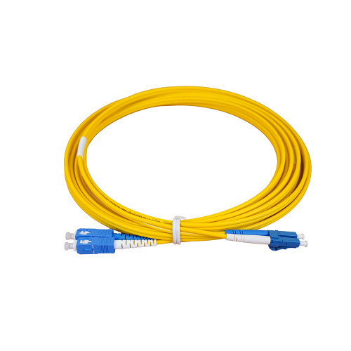 5m LC to SC Duplex OS2 Singlemode Yellow Fibre Optic Patch Cable with 3mm Jacket