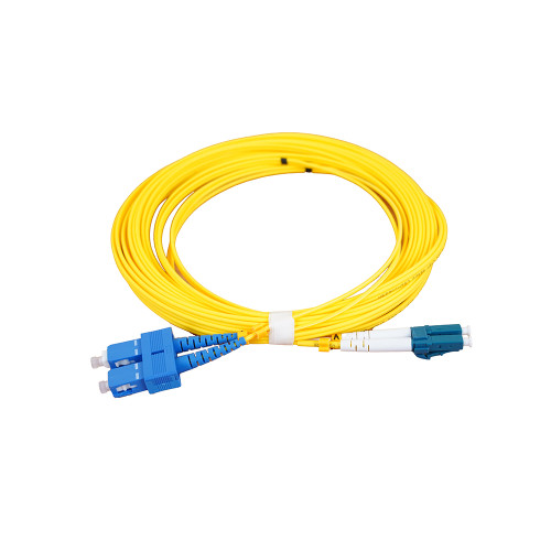 7m LC to SC Duplex OS2 Singlemode Yellow Fibre Optic Patch Cable with 2mm Jacket