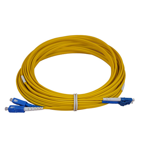 10m LC to SC Duplex OS2 Singlemode Yellow Fibre Optic Patch Cable with 3mm Jacket