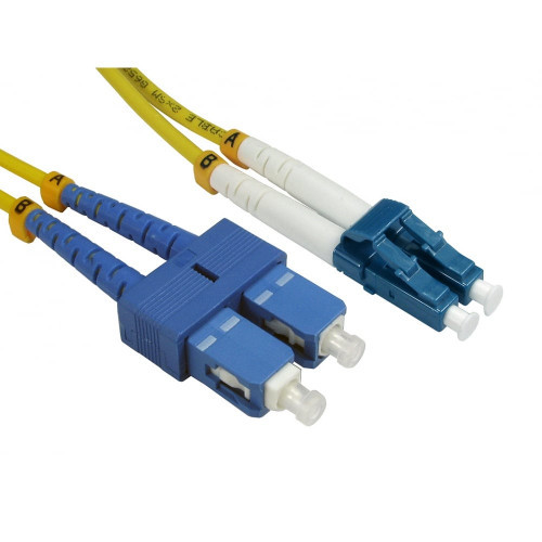 20m LC to SC Duplex OS2 Singlemode Yellow Fibre Optic Patch Cable with 3mm Jacket