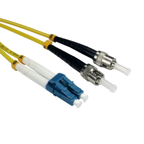 20m LC to ST Duplex OS2 Singlemode Yellow Fibre Optic Patch Cable with 2mm Jacket
