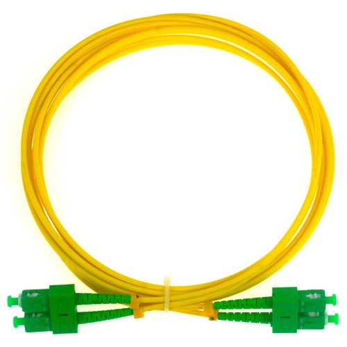 0.5m SC APC to SC APC Duplex OS2 Singlemode Yellow Fibre Optic Patch Cable with 2mm Jacket