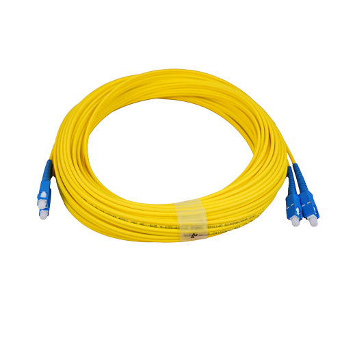 20m SC to SC Duplex OS2 Singlemode Yellow Fibre Optic Patch Cable with 3mm Jacket
