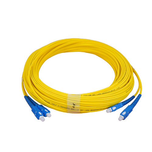 25m SC to SC Duplex OS2 Singlemode Yellow Fibre Optic Patch Cable with 3mm Jacket