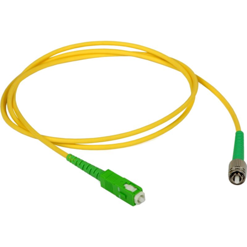 15m FC APC to SC APC Simplex OS2 Singlemode Yellow Fibre Optic Patch Cable with 2mm Jacket
