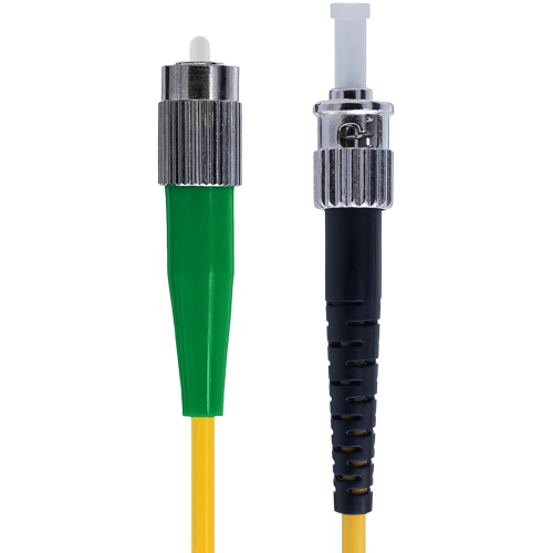 30m FC APC to ST APC Simplex OS2 Singlemode Yellow Fibre Optic Patch Cable with 2mm Jacket