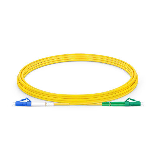 1m LC to LC APC Simplex OS2 Singlemode Yellow Fibre Optic Patch Cable with 2mm Jacket