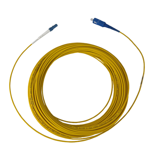 20m LC to SC Simplex OS2 Singlemode Yellow Fibre Optic Patch Cable with 2mm Jacket