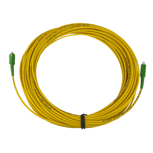 20m SC APC to SC APC Simplex OS2 Singlemode Yellow Fibre Optic Patch Cable with 3mm Jacket