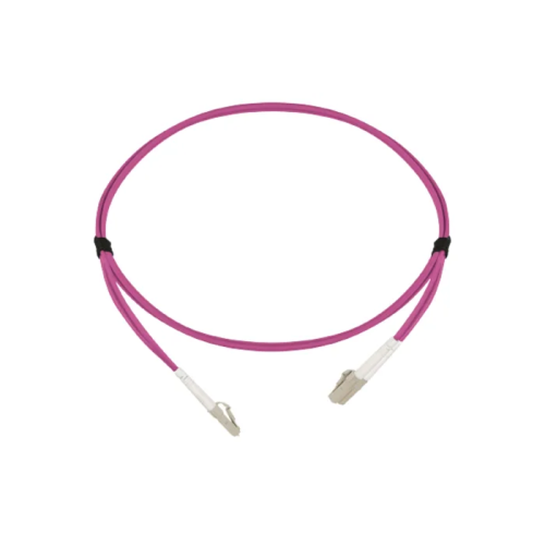 HellermannTyton FLCXXM4-LCLCDM-05.0M 5m LC to LC Duplex OM4 Multimode Magenta Fibre Optic Patch Cable with 3mm Jacket