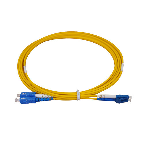 HellermannTyton FLCXXS2-LCSCDY-01.0M 1m LC to SC Duplex OS2 Singlemode Yellow Fibre Optic Patch Cable with 3mm Jacket