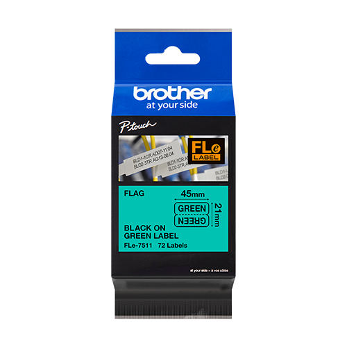 BROTHER FLE-7511 Die-cut Flexi Label Black on Green 21 x 45mm