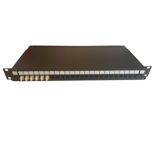 CMW Ltd | LC Duplex 12 port 24 position patch panel loaded with 6 LC duplex multimode adaptors