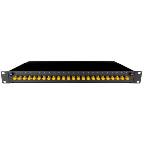 CMW Ltd | ST Simplex 24port patch panel loaded with 24 ST screw mounted singlemode adaptors