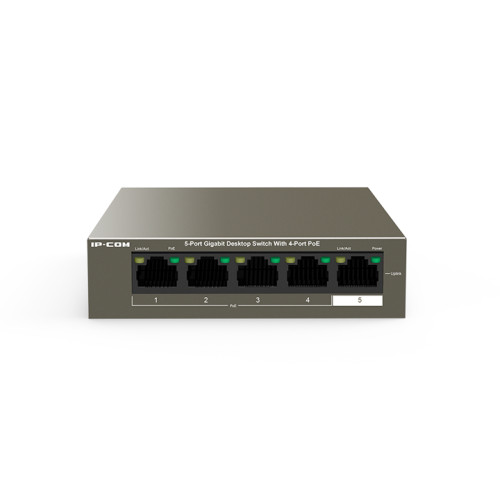 IP-Com G1105P-4-63W | 5 Port Gigabit Switch with 4 Ports PoE (30W Max per port, 58W Total PoE Budget)