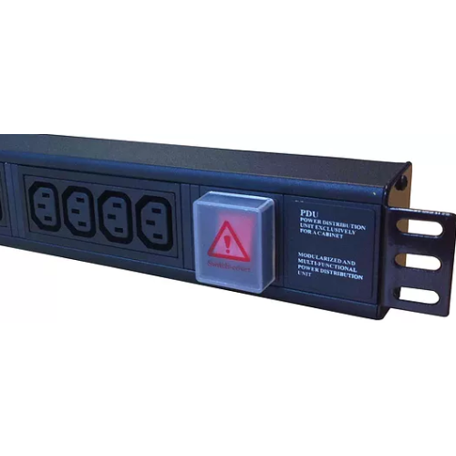 CMW Ltd | 8 Way Horizontal IEC-C19 PDU 1.5U 3m Switched with 16A Commando Plug- Black